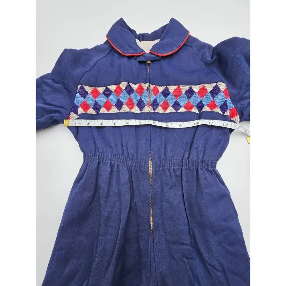 Vintage 50's Boy's 18-24M (Approx.) Navy Blue Snowsuit Coveralls